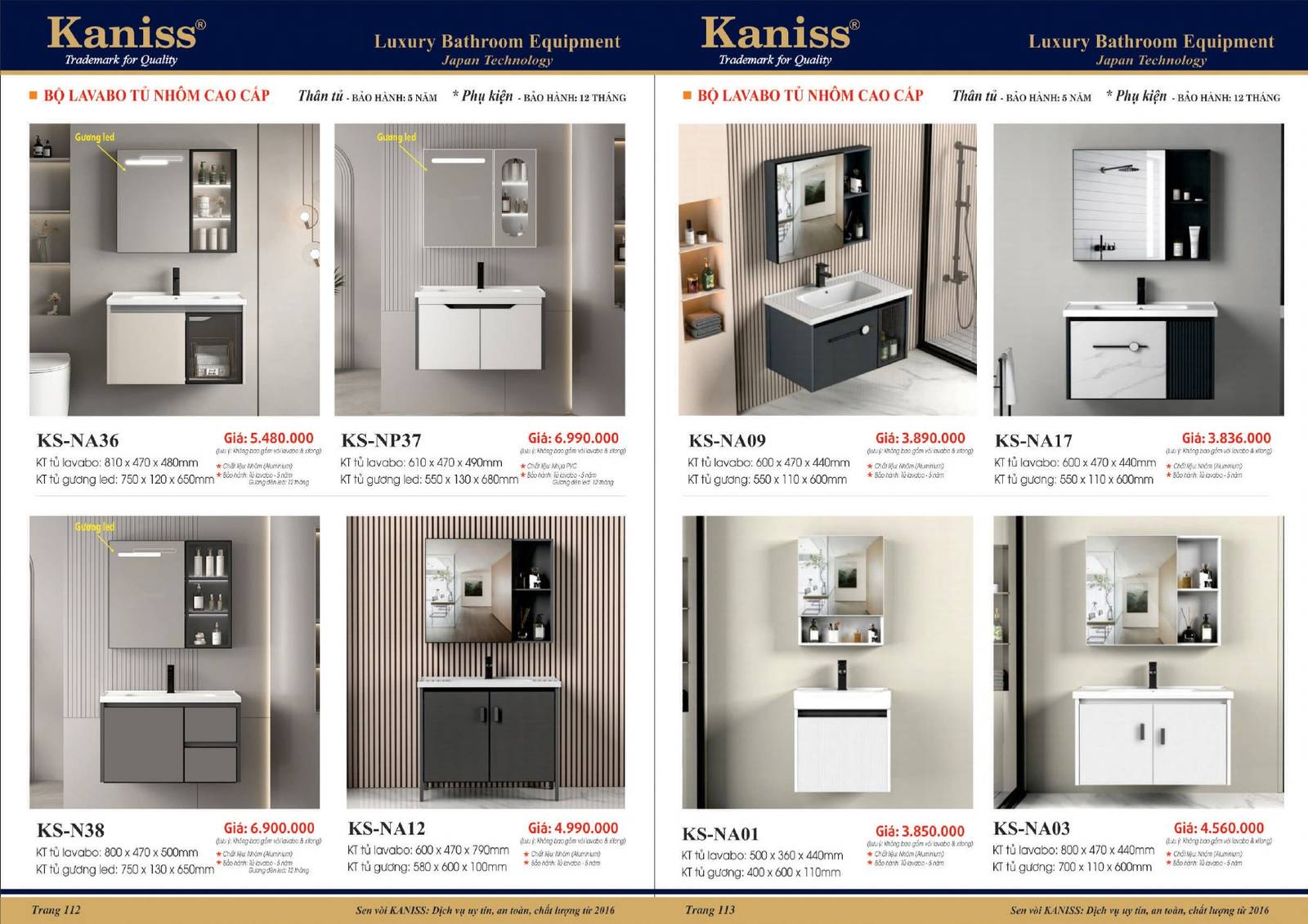 Bảng giá và Catalogue Thiết bị vệ sinh KANISS mới nhất 2025 /Page 57